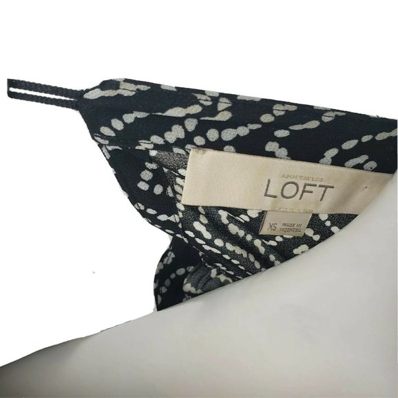 Ann Taylor Loft Dress Womens Size XS Black White Sheer Lined Short Sleeve - Picture 5 of 6